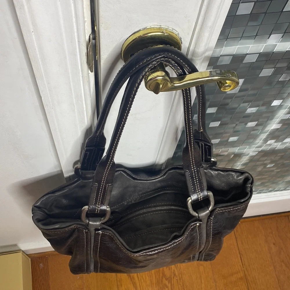 💕 Luana Italian leather large black top handle satchel bag 💕
